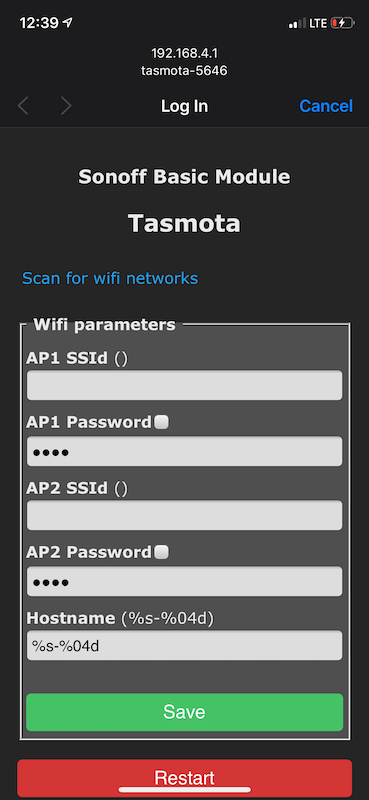 Sonoff Basic R2 + Tasmota (no solder)